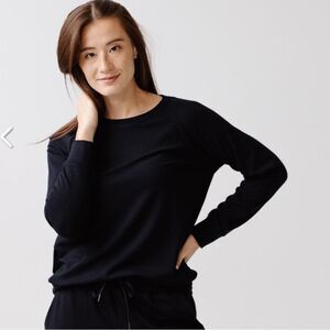 Cozy earth bamboo ultra soft crewneck pullover black womens size L‎